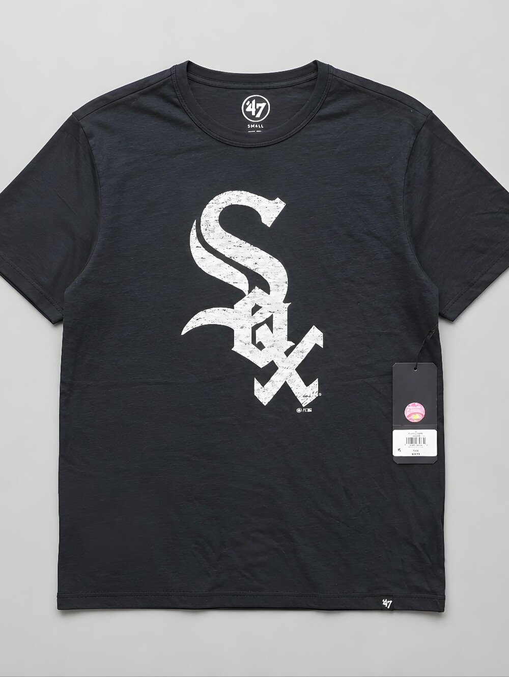 47 Brand Men's Black Tee with White Chicago Sox Logo